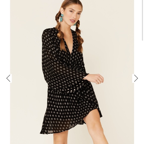 BAND OF GYPSIES BLACK METALLIC HEART MINI DRESS - Picture 3 of 11